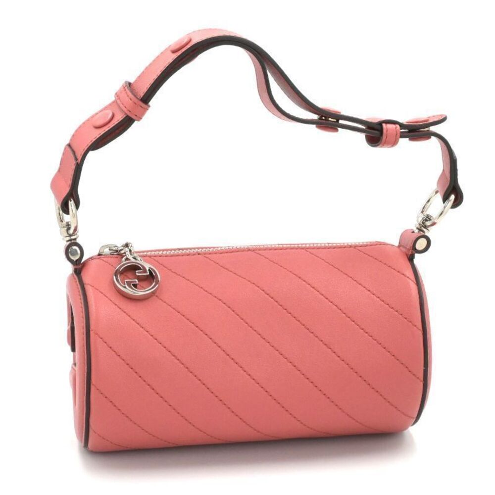 Gucci Blondie Leather Pink Handbag Drum Bag Hobo Double G